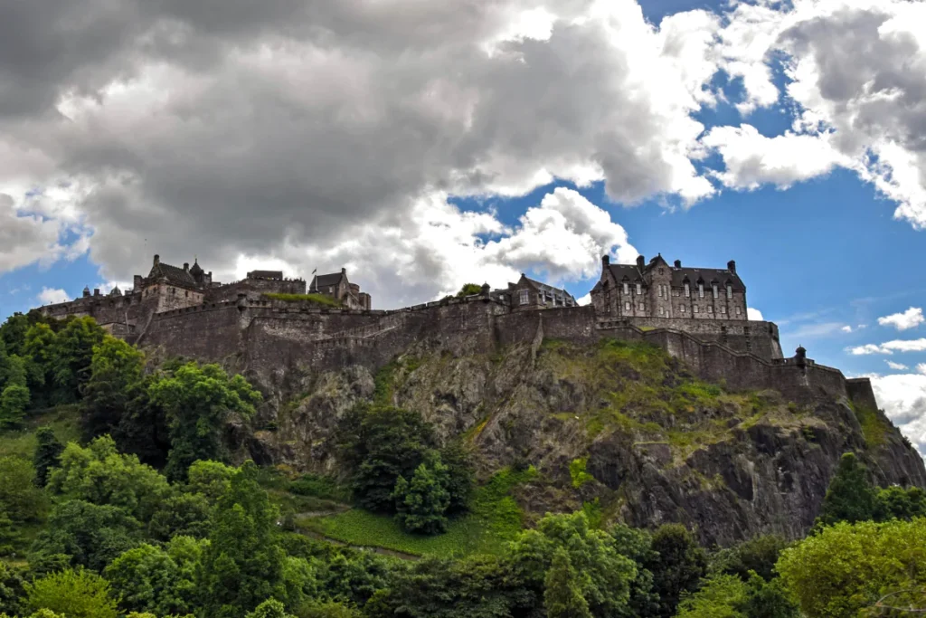 Edinburgh Castle on its rock above Princes Street Gardens